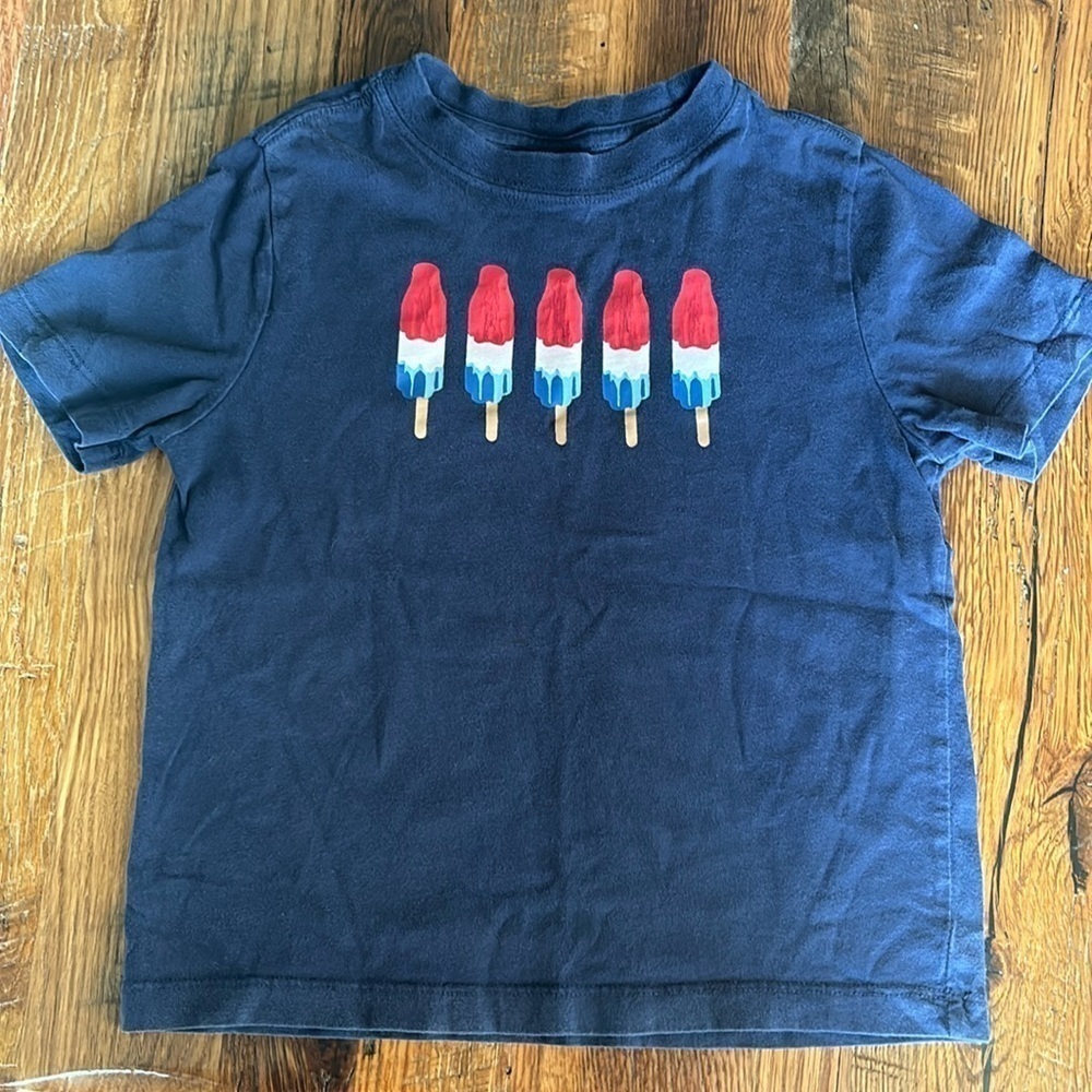 Hanna Andersson Navy Blue Red White Blue Bomb Popsicles Graphic Tee